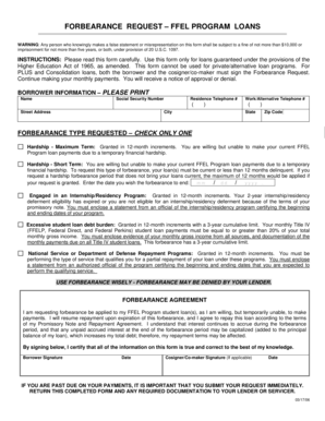 Forbearance Request Form FFEL Program Loans