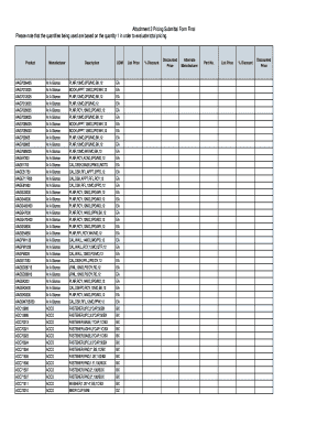 Pricing Submittal Form
