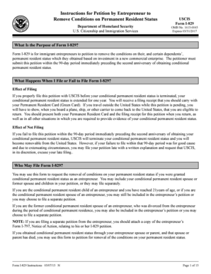 USCIS Form I-829 Petition to Remove Conditions on Permanent Resident Status