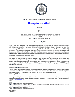 New York Medicaid Home Health Care Provider Self-Assessment Tool