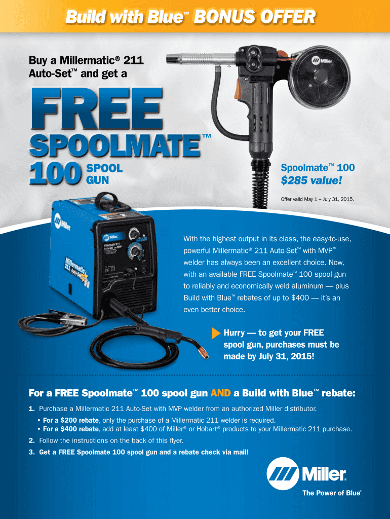 Fillable Online SPOOLMATE 100 SPOOLMATE 100 Miller Electric Fax Email