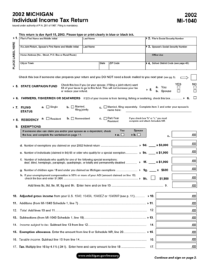 Michigan Individual Income Tax Return MI-1040
