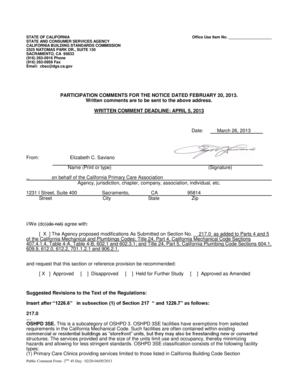 California Building Standards Commission Public Comment Form