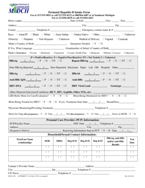 Perinatal Hepatitis B Intake Form