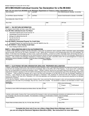 Michigan Individual Income Tax Declaration for e-file