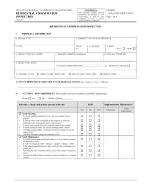 California Residential Storm Water Inspection Form