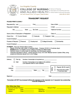 Transcript Request Form