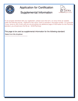 Application for Certification Supplemental Information