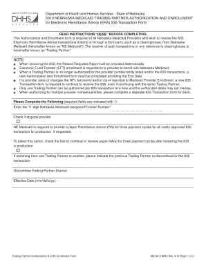 Nebraska Medicaid Trading Partner Authorization Form