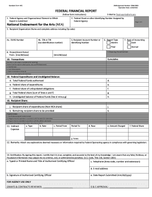 Federal Financial Report Form 425