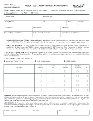 Kentucky Motor Fuel Tax Electronic Filing Application