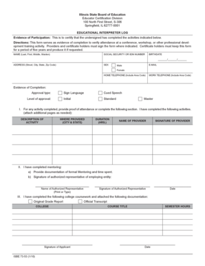 Illinois Educational Interpreter Log