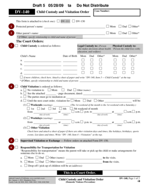 California Child Custody and Visitation Order
