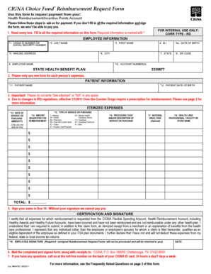 CIGNA Choice Fund Reimbursement Request Form