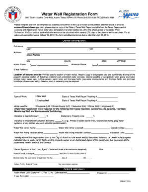 Texas Water Well Registration Form