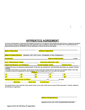 Massachusetts Apprentice Agreement