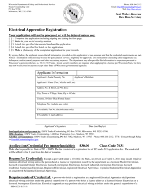 Wisconsin Electrical Apprentice Registration Form