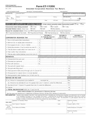 Connecticut Amended Corporation Business Tax Return