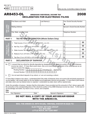 Arkansas Individual Income Tax Declaration 2008