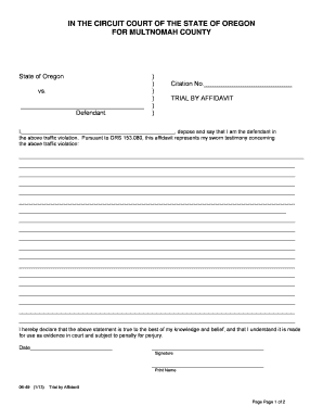 Oregon Trial by Affidavit Form