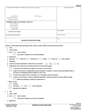 California Notice of Related Case