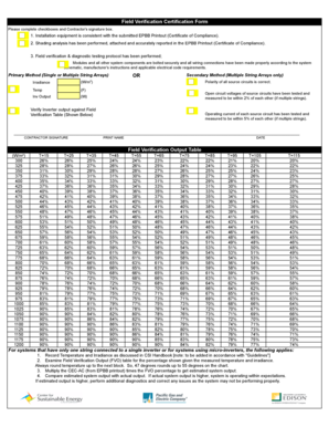 Field Verification Certification Form