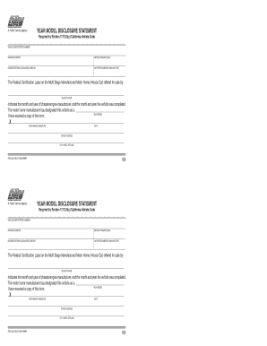 California Year Model Disclosure Statement