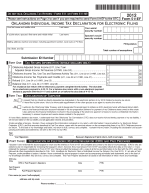 Oklahoma Individual Income Tax Declaration for Electronic Filing
