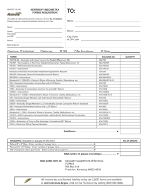 Kentucky Income Tax Forms Requisition