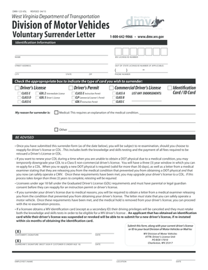 West Virginia Voluntary Surrender Letter