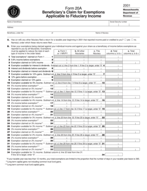 Massachusetts Beneficiary's Claim for Exemptions