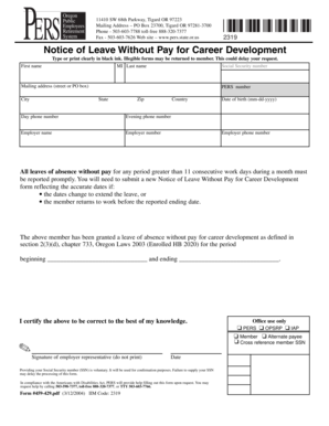 Oregon Notice of Leave Without Pay for Career Development