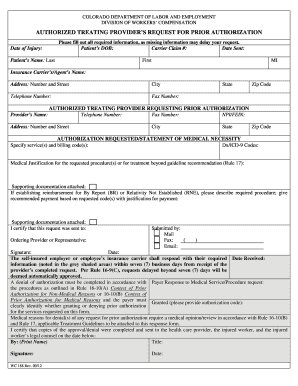 Colorado Form WC 188 Prior Authorization Request