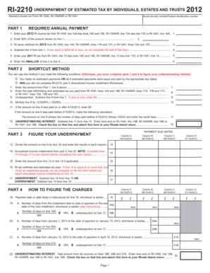 RI-2210 Underpayment of Estimated Tax Form