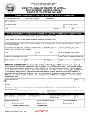 Ohio Employer Employee NDR File Check Request