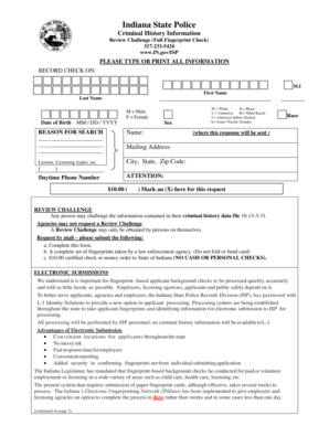 Indiana Criminal History Review Challenge Form