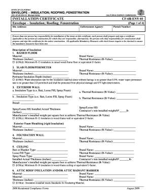 California Energy Commission Insulation Installation Certificate