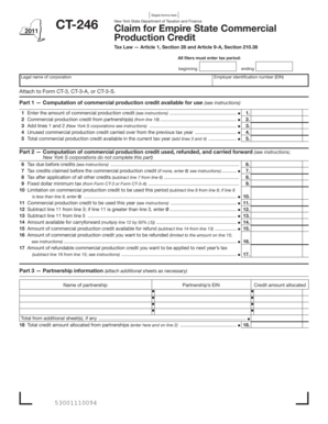 New York State Commercial Production Credit Form CT-246
