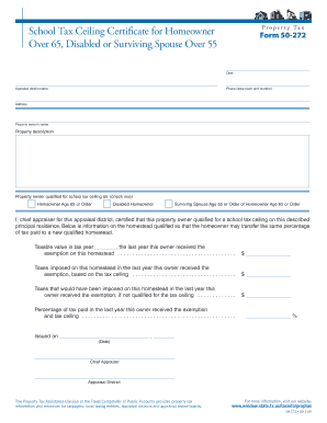 Texas School Tax Ceiling Certificate