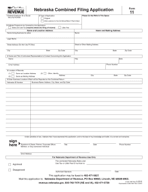 Nebraska Combined Filing Application Form