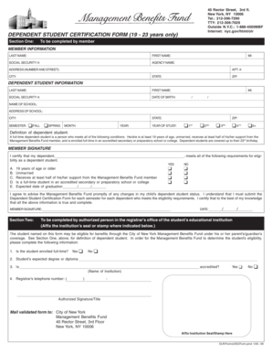 Dependent Student Certification Form