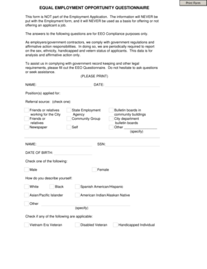 Equal Employment Opportunity Questionnaire