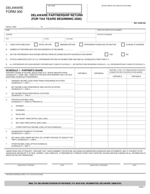 Delaware Partnership Return Form 300