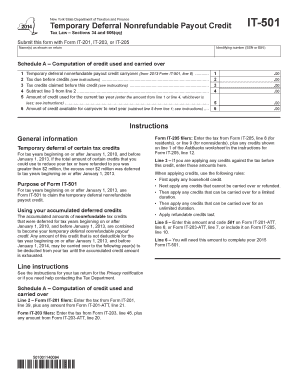 New York Temporary Deferral Nonrefundable Payout Credit Form IT-501