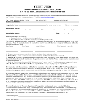 Wisconsin DMV Fleet User Application