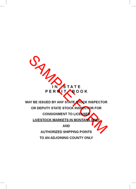 Montana Livestock Market Consignment Permit