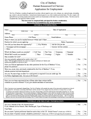 City of Danbury Employment Application