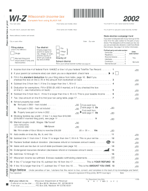 Wisconsin Income Tax Form WI-Z