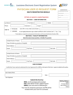 Louisiana Physician User ID Request Form