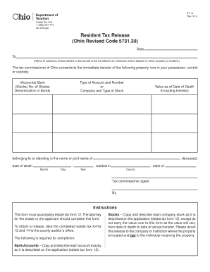 Ohio Resident Tax Release Form